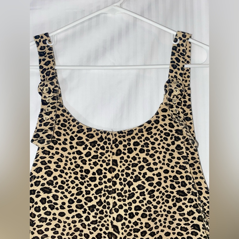 * SOLD ON M * 100% Cotton Leopard Print Adjustable Short Overalls Size Medium - Picture 2 of 7